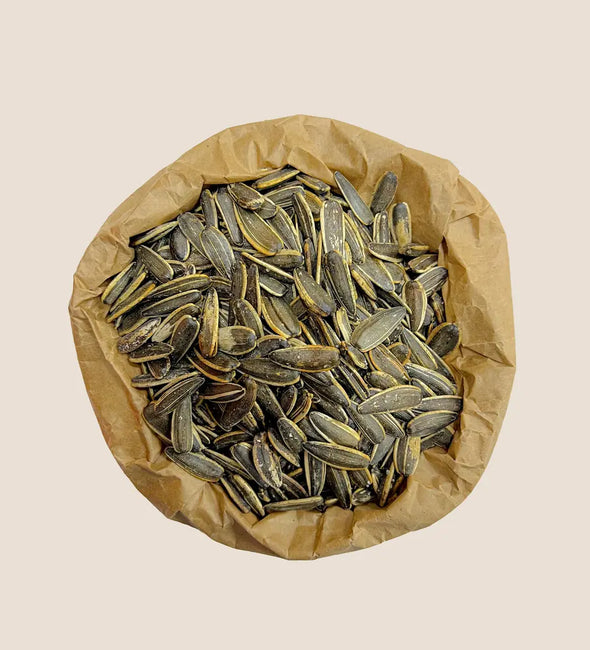 Rostade och saltade solrosfrön med skal